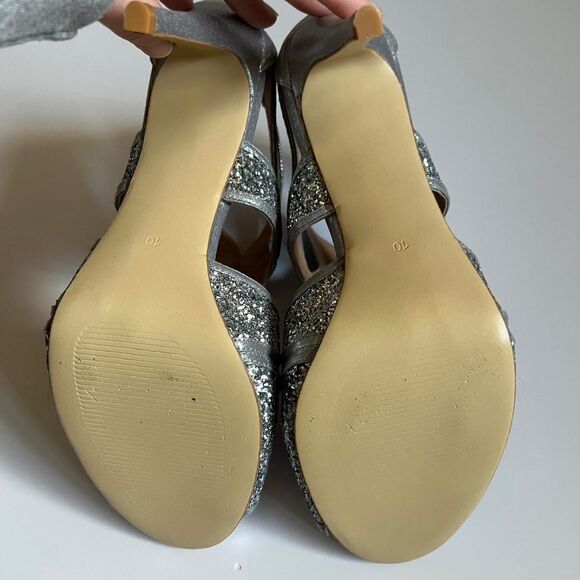 Steve Madden Silver Glitter Glam Heels Size 10 - Picture 8 of 8